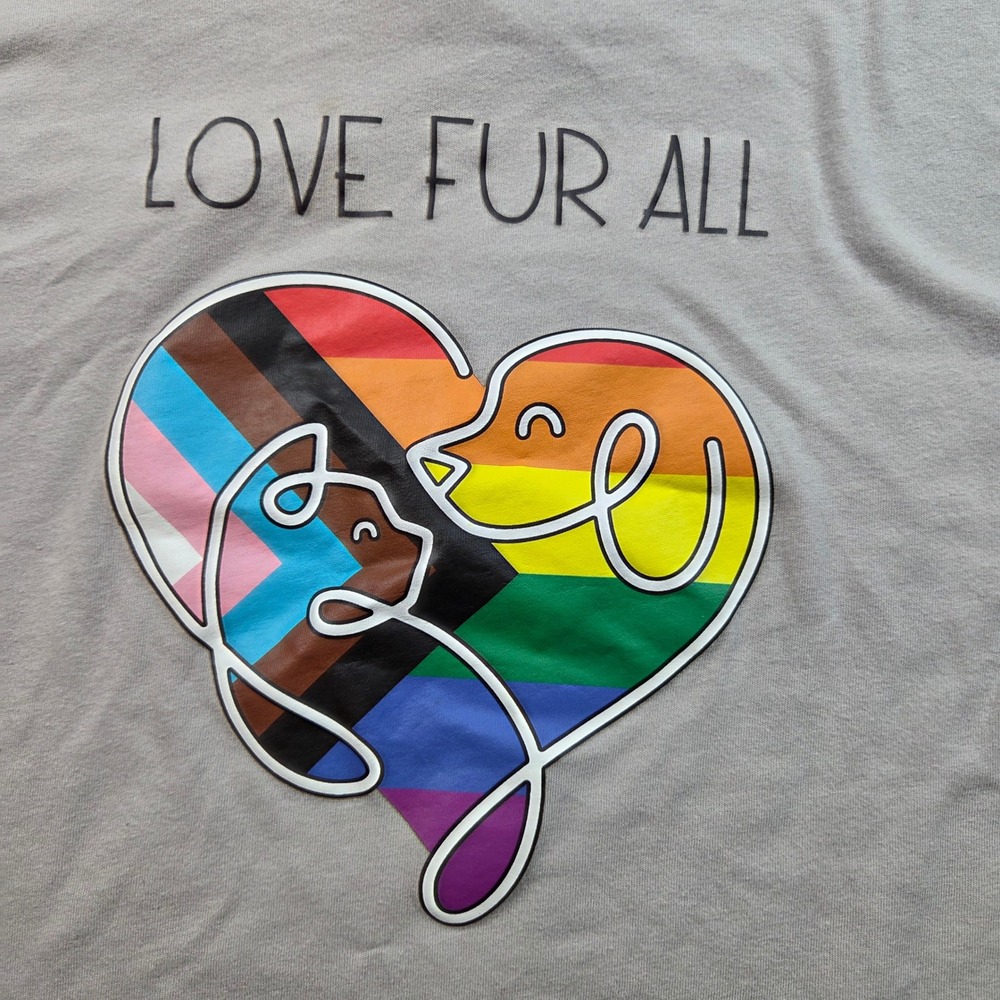 Next Level Apparel T Shirt Unisex M Love Fur All Pride Rainbow Dog Cat Graphic